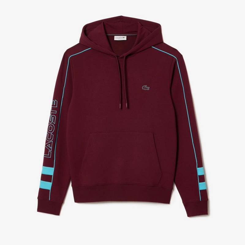 Men's Lacoste Contrast Details Hoodie Bordeaux Blue | TJS397280