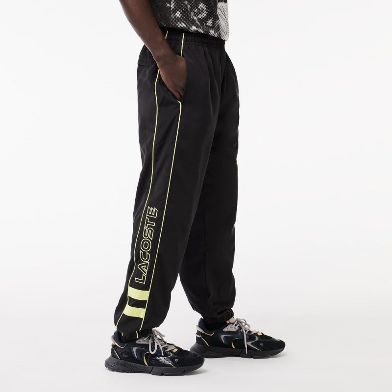 Men's Lacoste Contrast Details Relaxed Fit Sweatpants Black Flashy Yellow | YHD831947