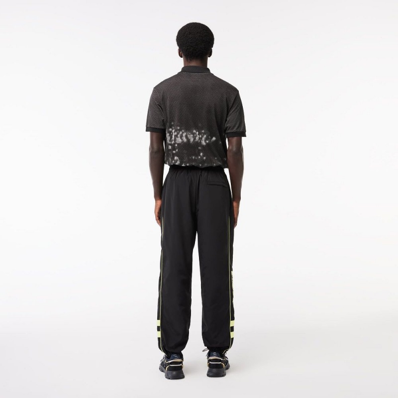 Men's Lacoste Contrast Details Relaxed Fit Sweatpants Black Flashy Yellow | YHD831947