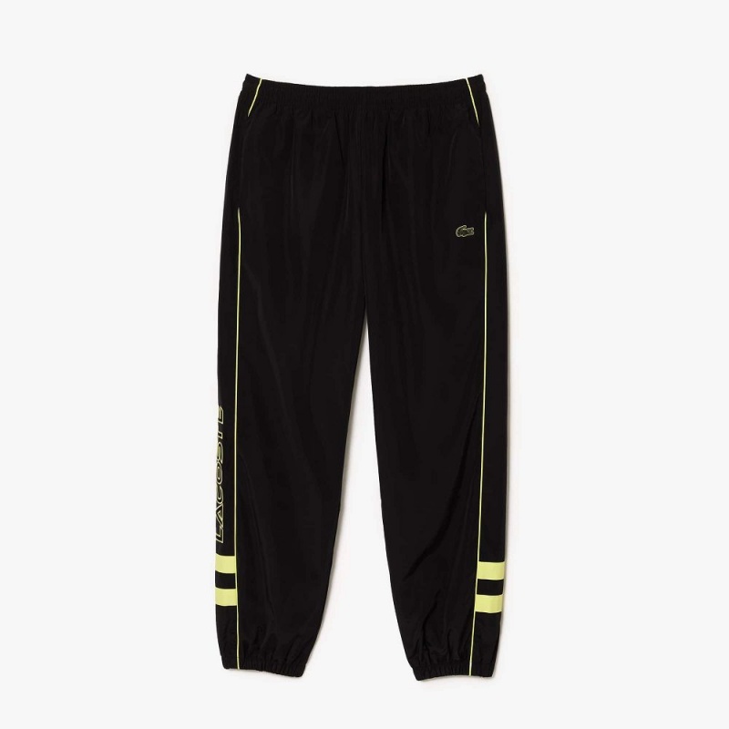 Men's Lacoste Contrast Details Relaxed Fit Sweatpants Black Flashy Yellow | YHD831947