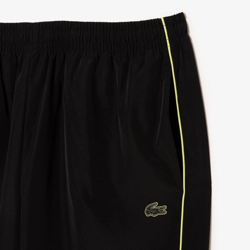 Men's Lacoste Contrast Details Relaxed Fit Sweatpants Black Flashy Yellow | YHD831947