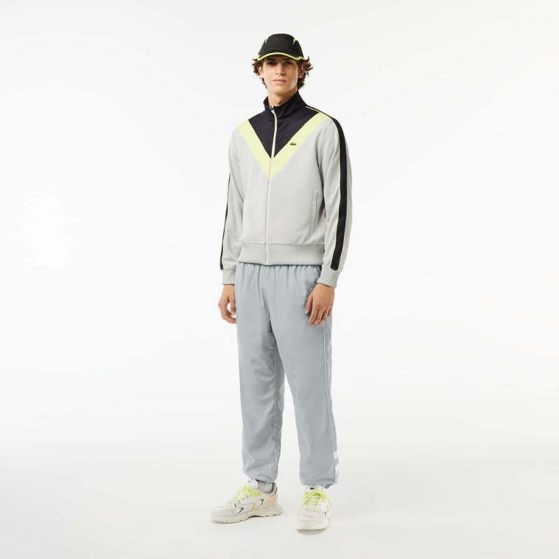 Men's Lacoste Contrast Details Relaxed Fit Sweatpants Grey White | KUG706514