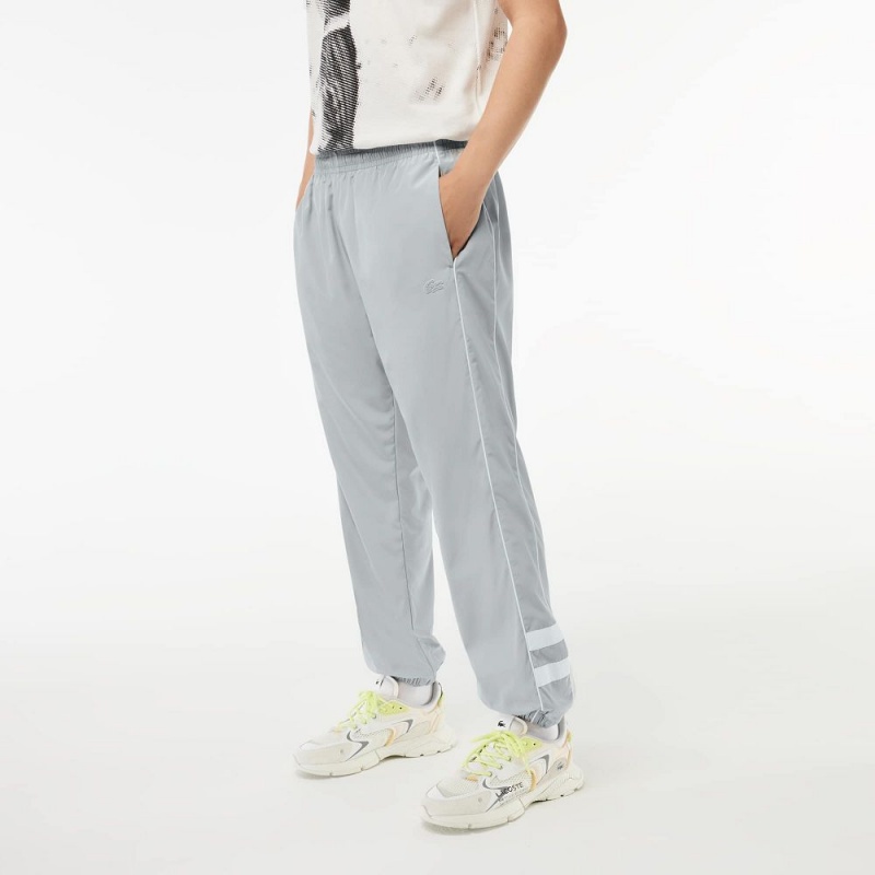 Men's Lacoste Contrast Details Relaxed Fit Sweatpants Grey White | KUG706514