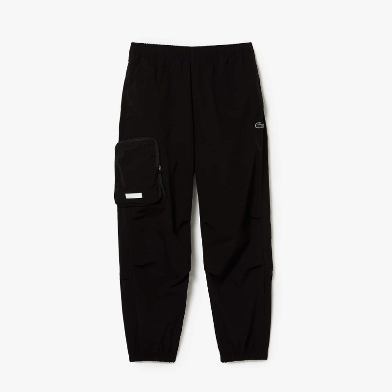 Men's Lacoste Contrast Oversized Branding Joggers Black | YHR279015