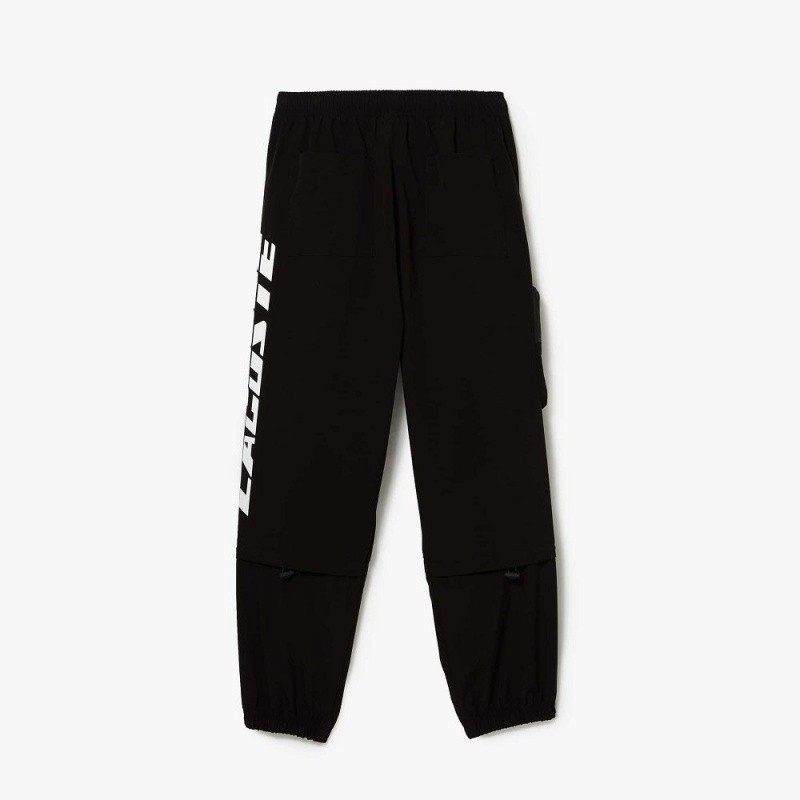 Men's Lacoste Contrast Oversized Branding Joggers Black | YHR279015