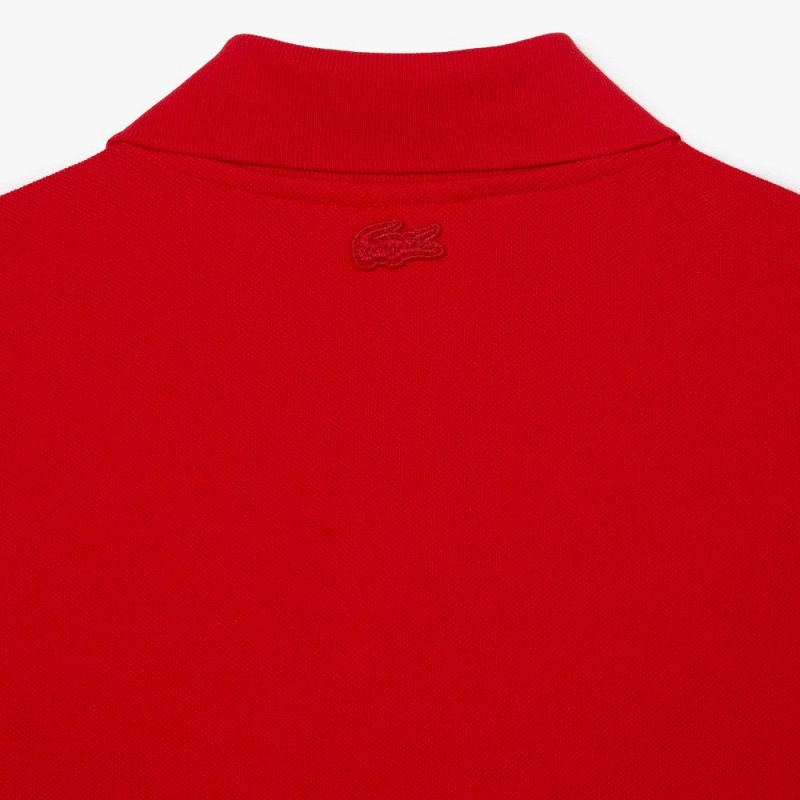 Men's Lacoste Contrast Placket And Crocodile Badge Polo Shirts Red | JDI783069