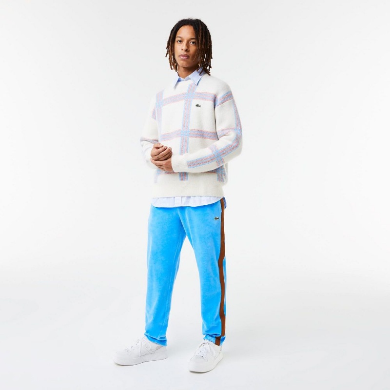 Men's Lacoste Contrast Side Bands Sweatpants Blue | OWP485603