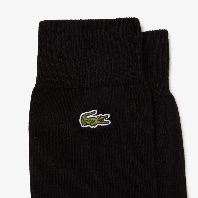 Men's Lacoste Cotton Blend High-Cut Socks Black | OXD341958