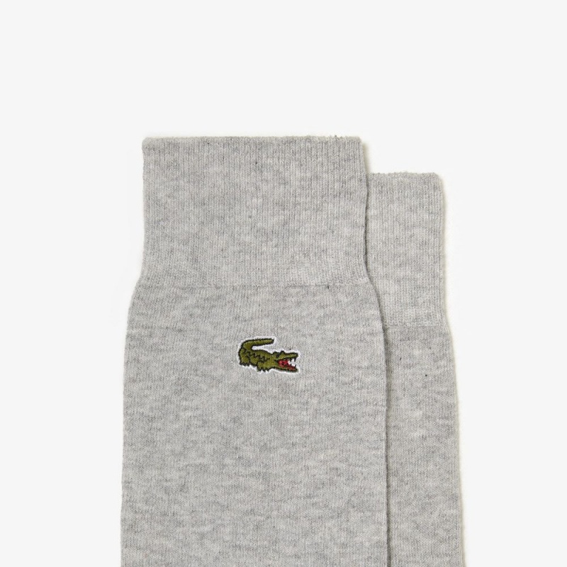 Men's Lacoste Cotton Blend High-Cut Socks Grey Chine | BVH068137