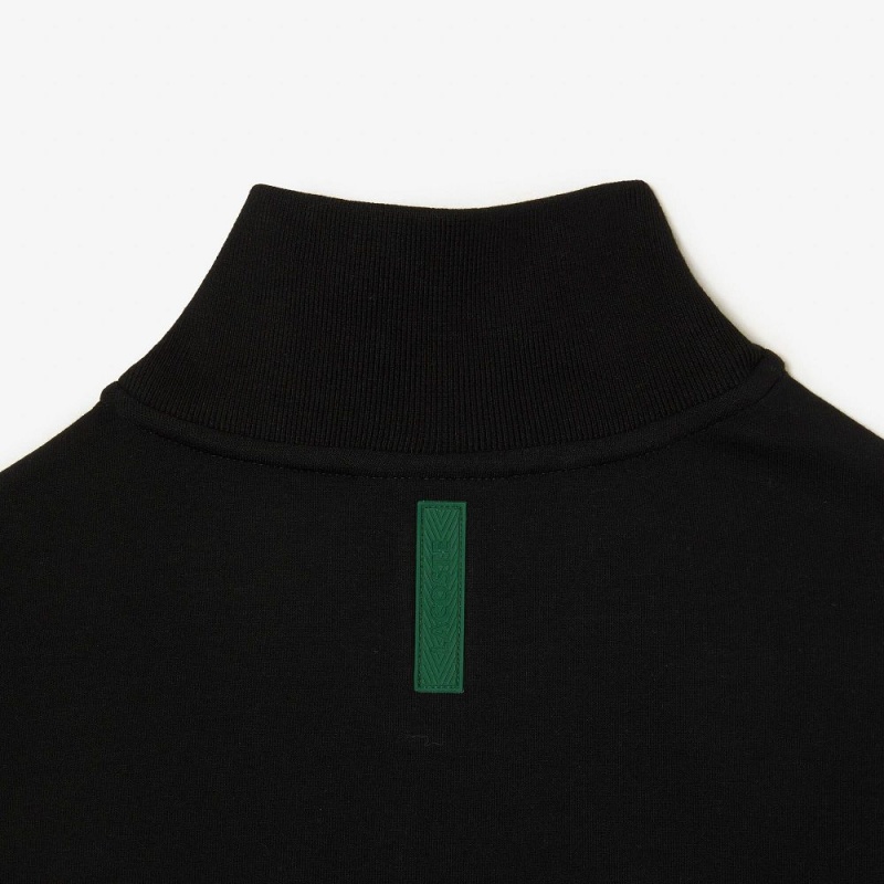 Men's Lacoste Cotton Blend Zip-Up Sweatshirt Black | IDH189645