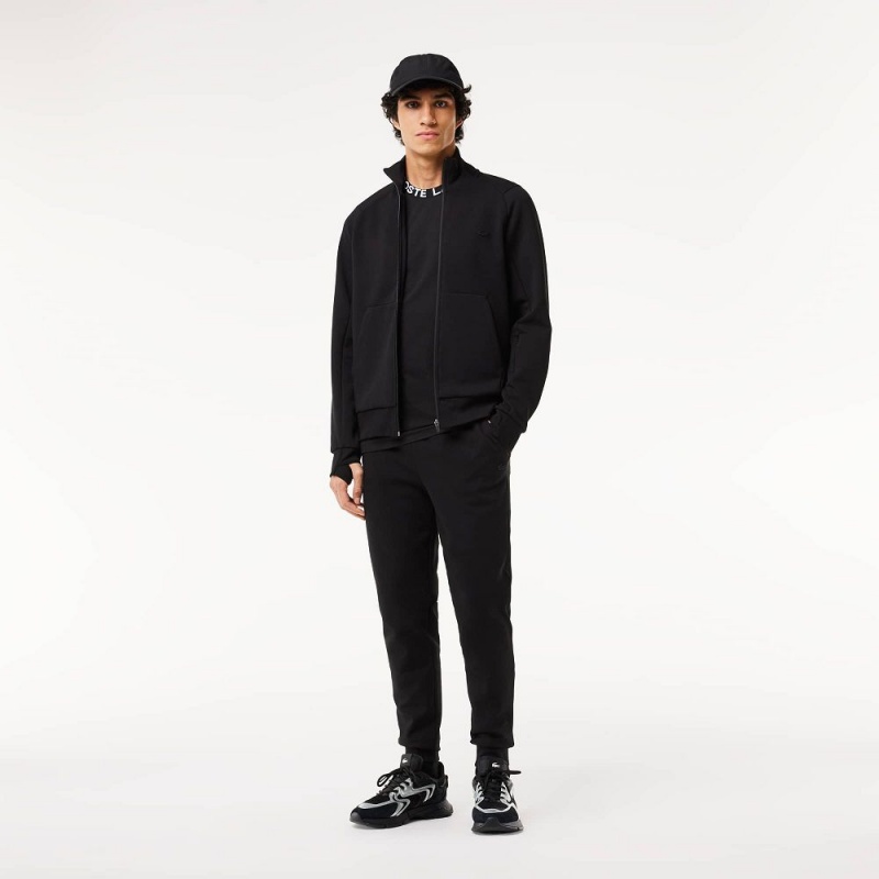 Men's Lacoste Cotton Blend Zip-Up Sweatshirt Black | IDH189645