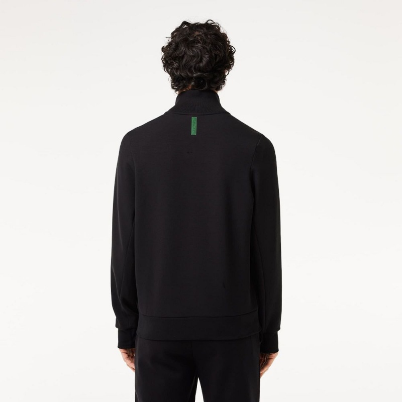 Men's Lacoste Cotton Blend Zip-Up Sweatshirt Black | IDH189645