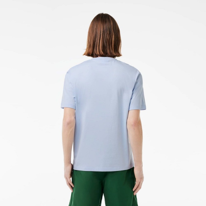 Men's Lacoste Cotton Contrast Print & Badge T-Shirt Phoenix blue | CTK036597