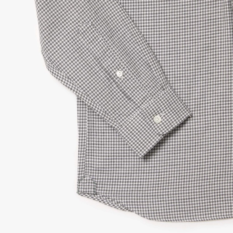 Men's Lacoste Cotton Flannel Shirt Black White | ZHY482719