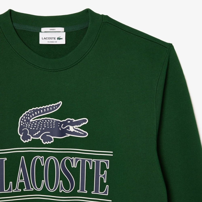 Men's Lacoste Cotton Fleece Branded Sweatshirt Pine green | SMN369840