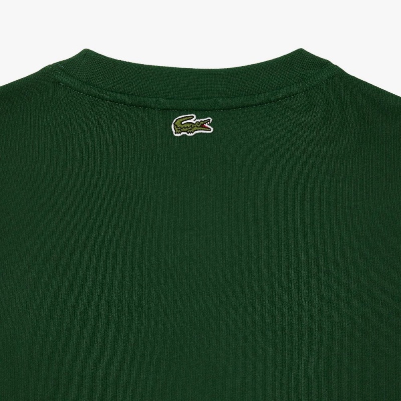 Men's Lacoste Cotton Fleece Branded Sweatshirt Pine green | SMN369840