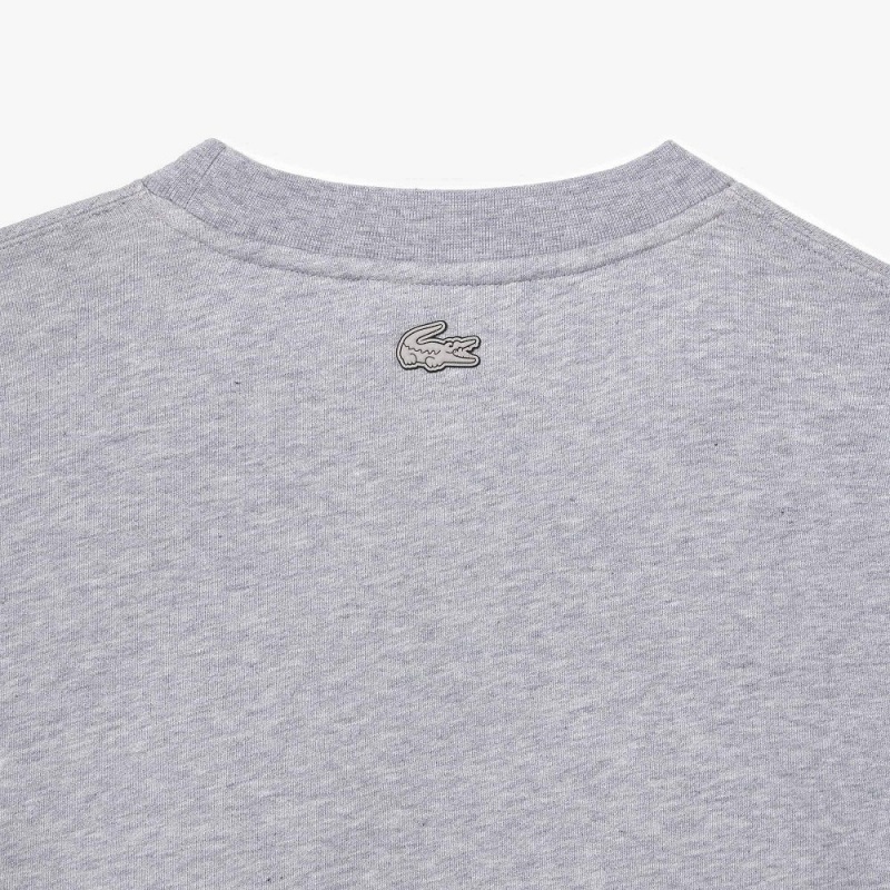 Men's Lacoste Cotton Fleece Loose Fit Sweatshirt Grey Chine | TUE632490