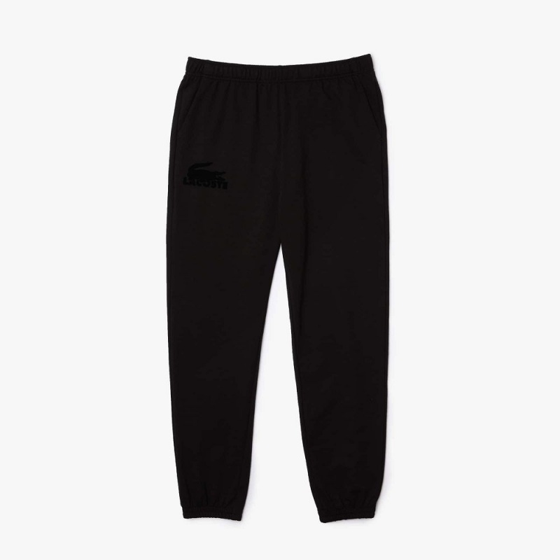 Men's Lacoste Cotton Fleece Lounge Joggers Black | NKG824961