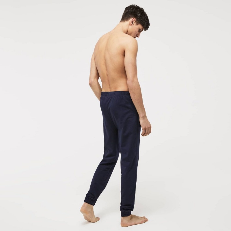 Men's Lacoste Cotton Fleece Lounge Joggers Navy Blue | TJP830942