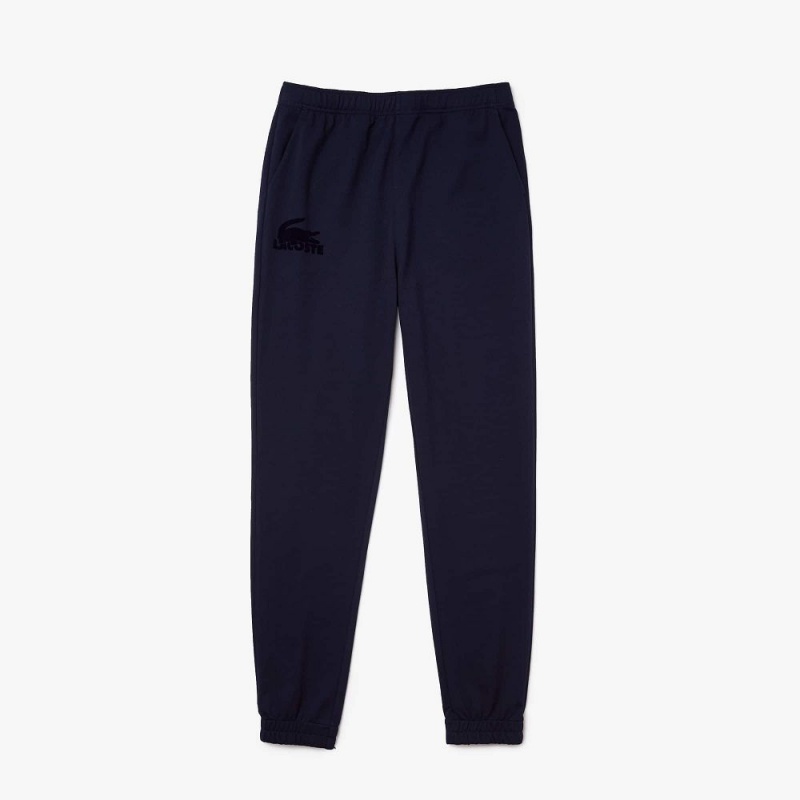 Men's Lacoste Cotton Fleece Lounge Joggers Navy Blue | TJP830942