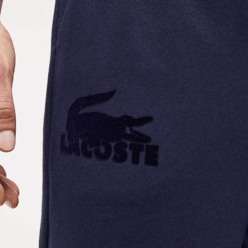 Men's Lacoste Cotton Fleece Lounge Joggers Navy Blue | TJP830942