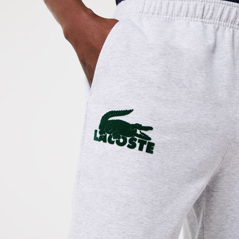 Men's Lacoste Cotton Fleece Lounge Joggers Grey Chine Green | VKB419076