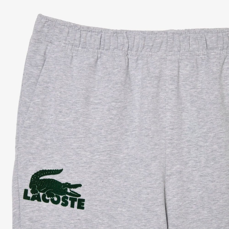 Men's Lacoste Cotton Fleece Lounge Joggers Grey Chine Green | VKB419076