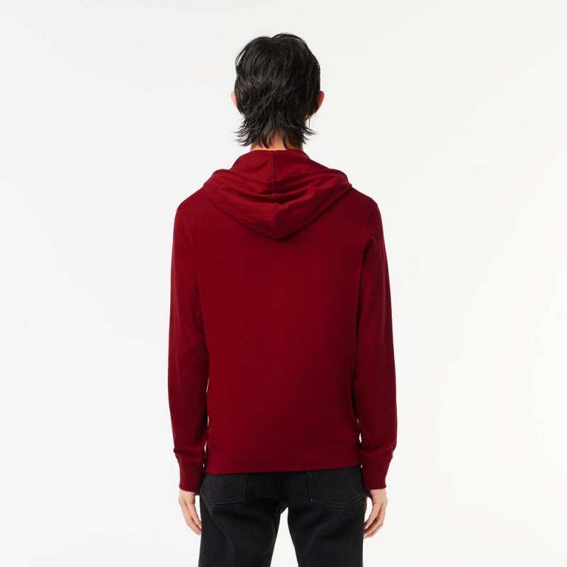 Men's Lacoste Cotton Jersey Hooded T-Shirt Bordeaux | QLR213950