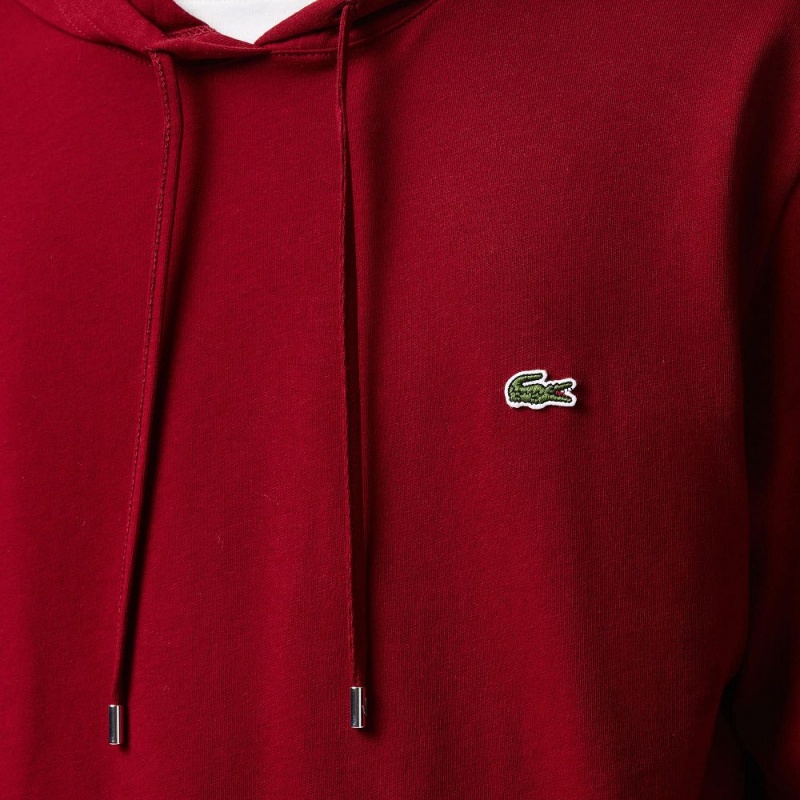 Men's Lacoste Cotton Jersey Hooded T-Shirt Bordeaux | QLR213950