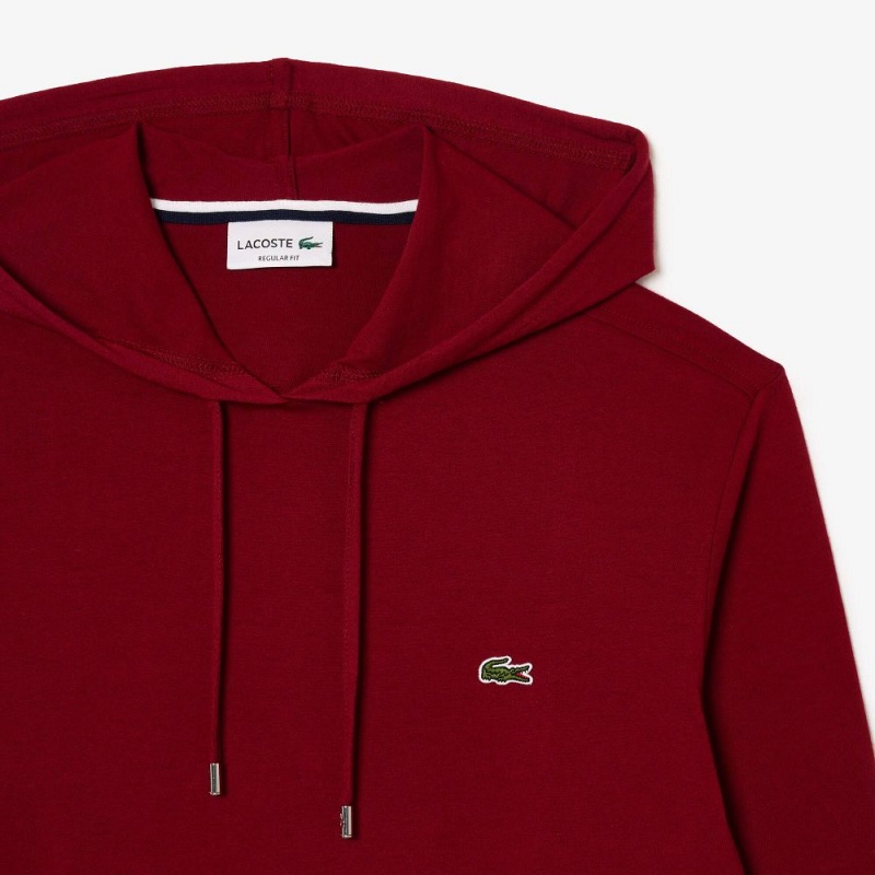 Men's Lacoste Cotton Jersey Hooded T-Shirt Bordeaux | QLR213950