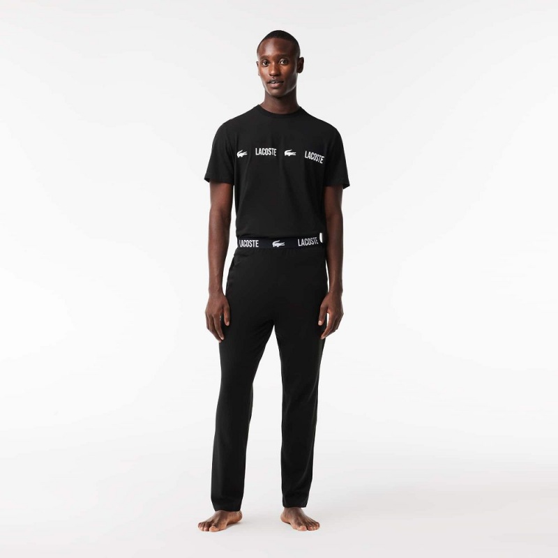 Men's Lacoste Cotton Jersey Pants Pajamas Black | WTF903861