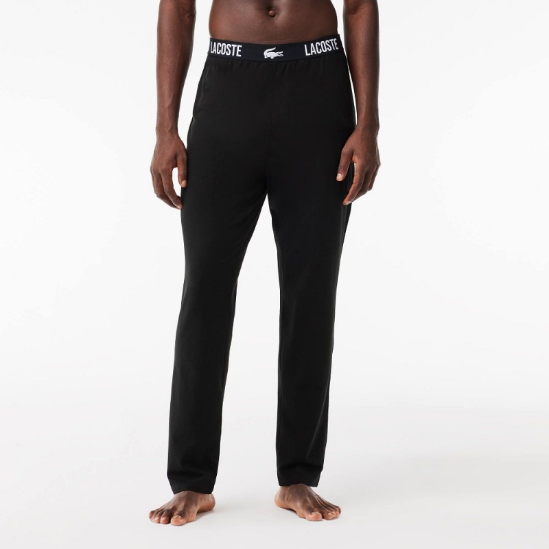 Men's Lacoste Cotton Jersey Pants Pajamas Black | WTF903861