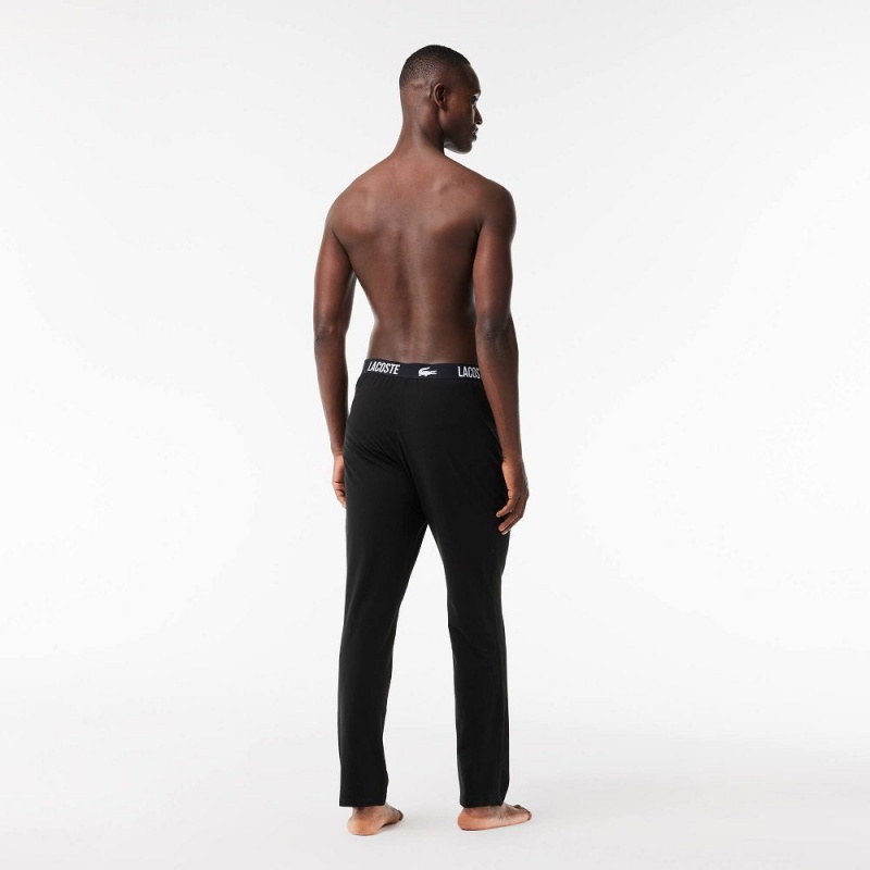 Men's Lacoste Cotton Jersey Pants Pajamas Black | WTF903861