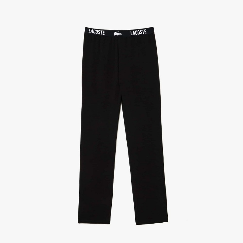 Men's Lacoste Cotton Jersey Pants Pajamas Black | WTF903861