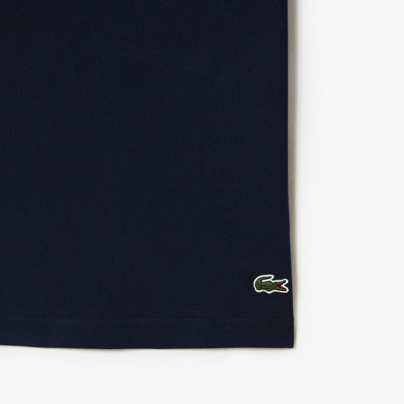 Men's Lacoste Cotton Jersey Print T-Shirt Navy Blue | JDQ871632