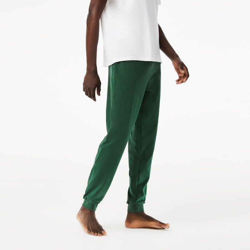 Men's Lacoste Cotton Jersey Set Pajamas White Green | XLE457093