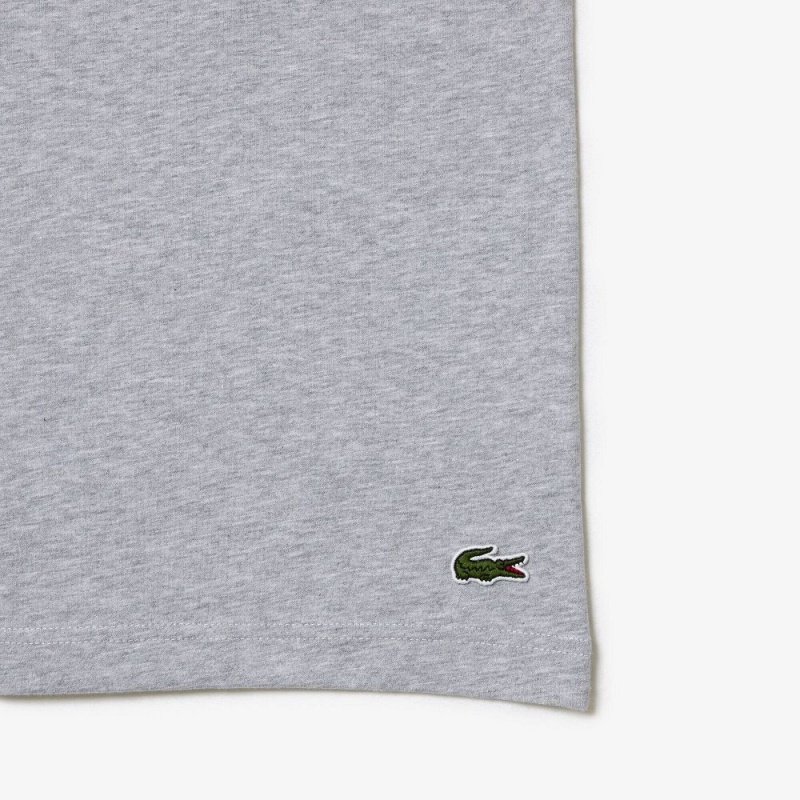 Men's Lacoste Cotton Jersey Signature Print T-Shirt Grey Chine | PHS254071