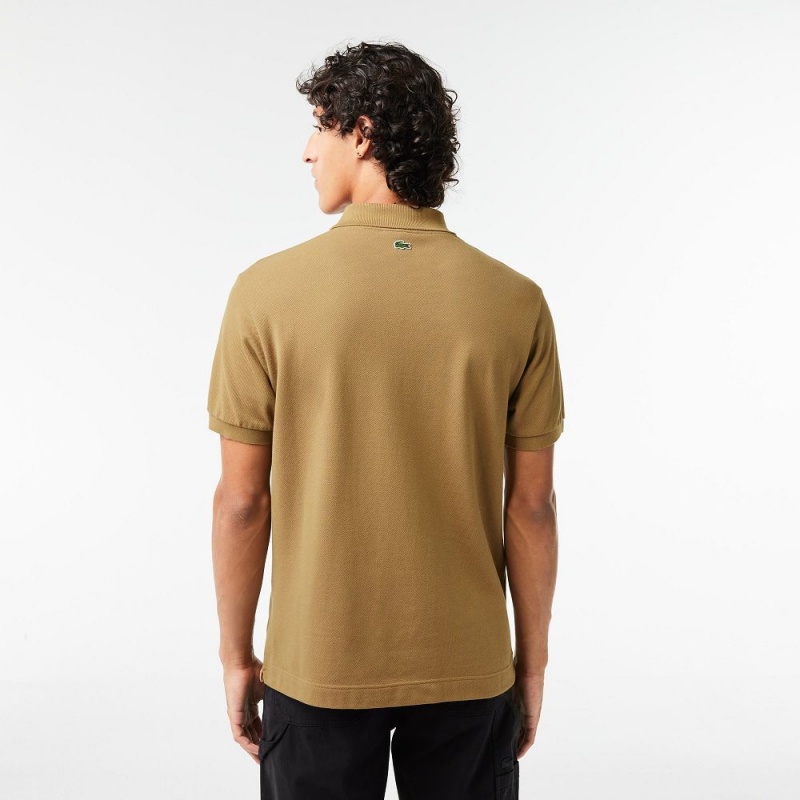 Men's Lacoste Cotton Piqué L.12.12 Badge Detail Polo Shirts Brown | KJT016578