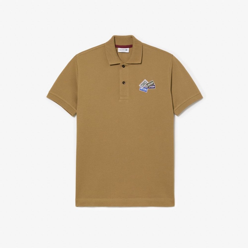 Men's Lacoste Cotton Piqué L.12.12 Badge Detail Polo Shirts Brown | KJT016578