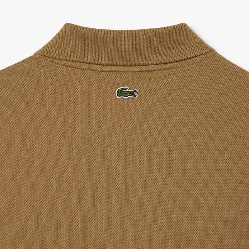 Men's Lacoste Cotton Piqué L.12.12 Badge Detail Polo Shirts Brown | KJT016578