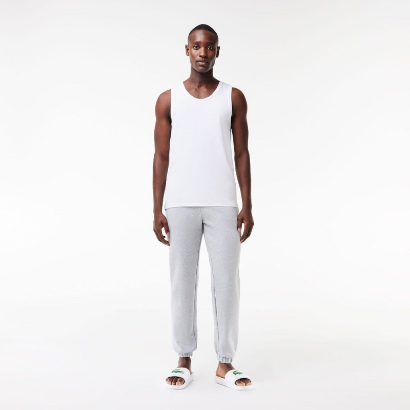 Men's Lacoste Cotton Tank Top 3-Pack T-Shirt White | PYV379456