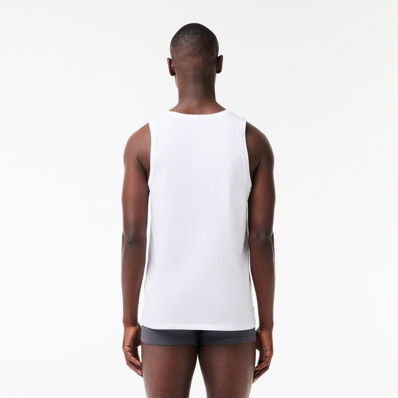 Men's Lacoste Cotton Tank Top 3-Pack T-Shirt White | PYV379456