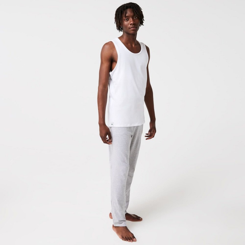 Men's Lacoste Cotton Tank Top 3-Pack T-Shirt White | PYV379456