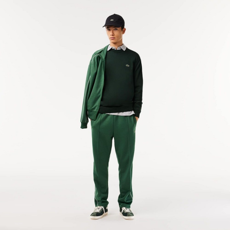 Men's Lacoste Crew Neck Cotton Sweater Forest green | SCV234086