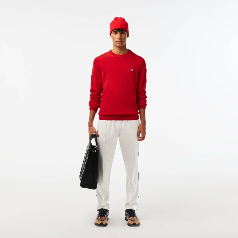 Men's Lacoste Crew Neck Cotton Sweater Red | NTQ376485