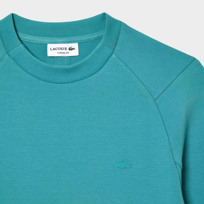 Men's Lacoste Crew Neck Kangaroo Pocket Cotton Blend Sweatshirt Blue | HRF172960