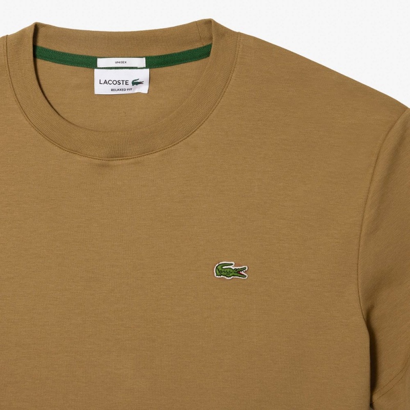 Men's Lacoste Crew Neck Organic Cotton T-Shirt Brown | OCJ536421