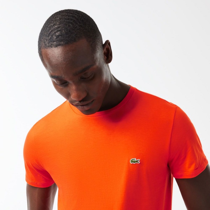 Men's Lacoste Crew Neck Pima Cotton Jersey T-Shirt Sunrise orange | OVT945863