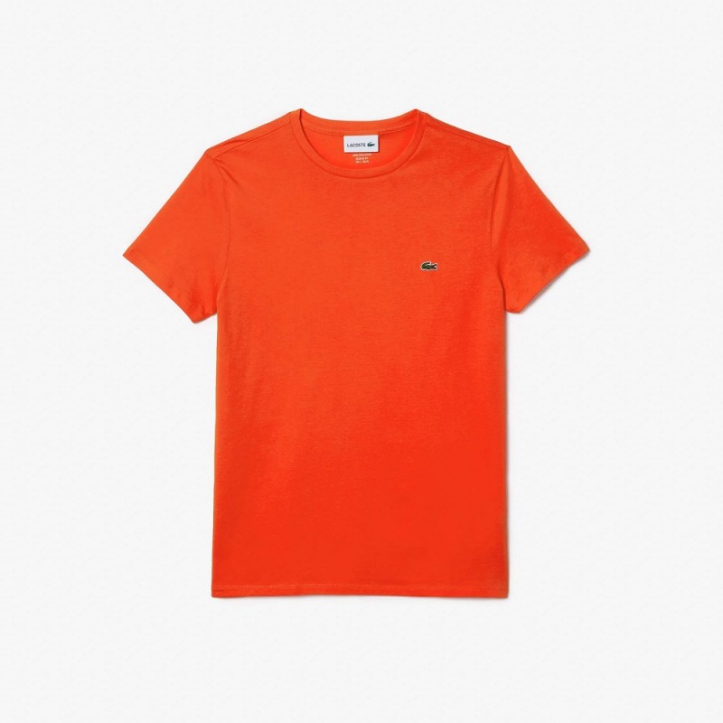 Men's Lacoste Crew Neck Pima Cotton Jersey T-Shirt Sunrise orange | OVT945863