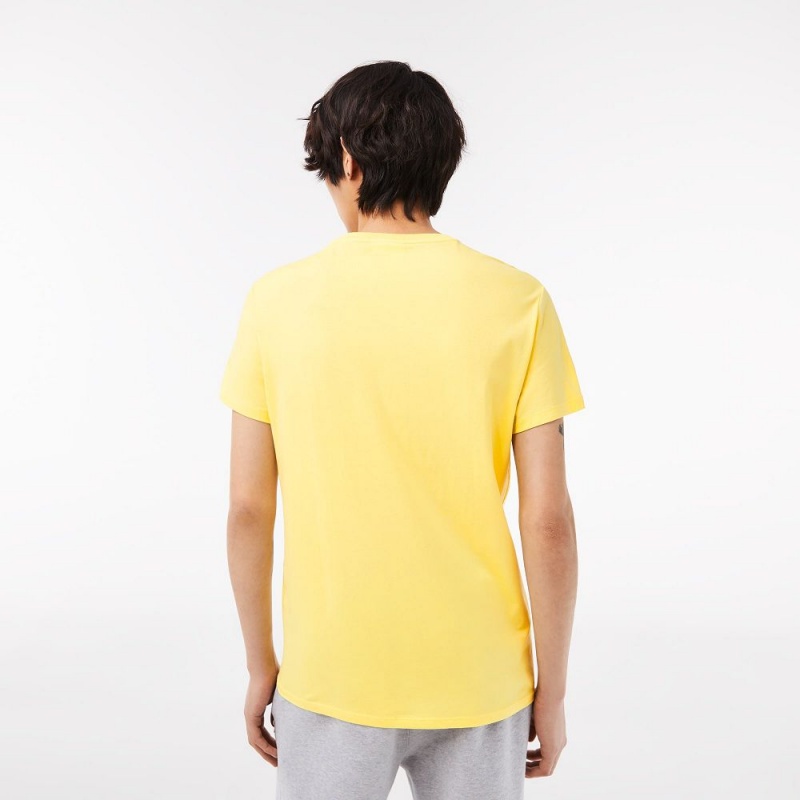 Men's Lacoste Crew Neck Pima Cotton Jersey T-Shirt Pastel yellow | OIN269137